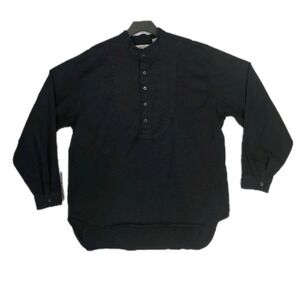 Scully Mens L Western Bib Front Band Collar Shirt Long Tail Black Cotton RW023